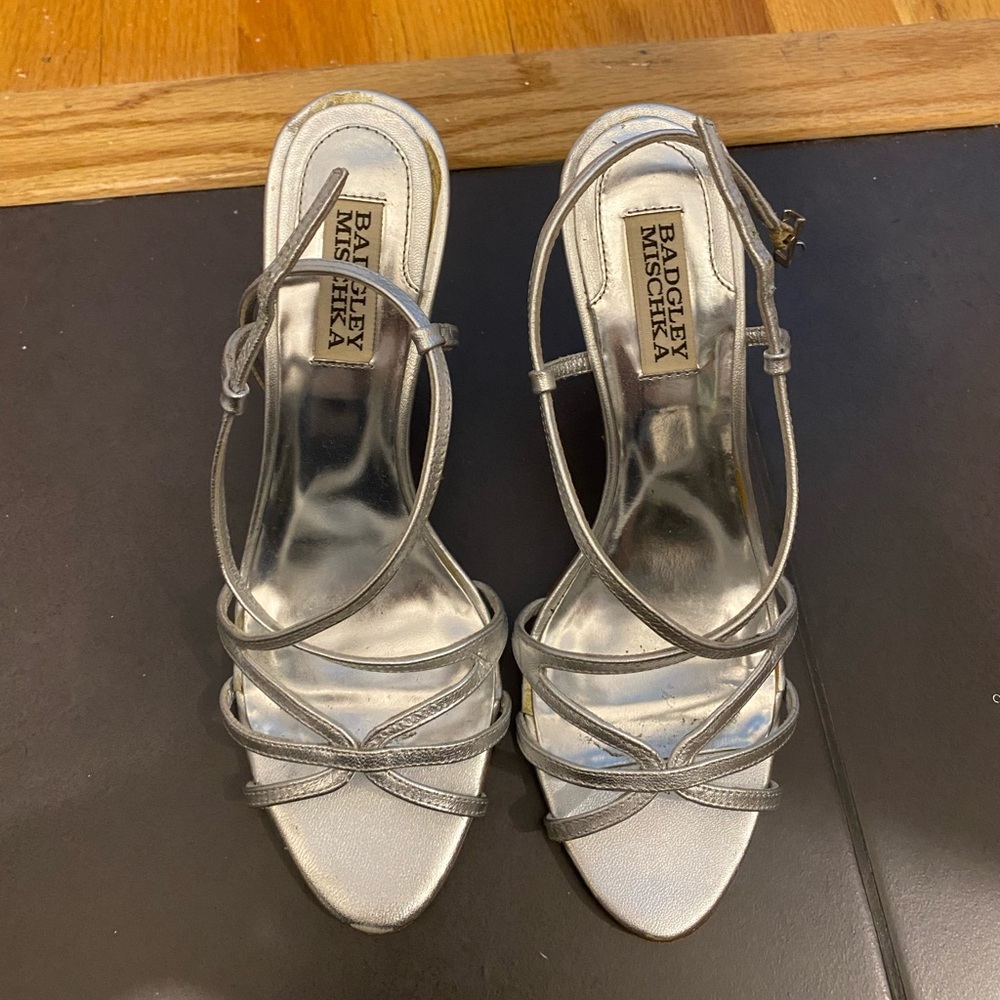 Badgley Mischka Silver Strappy Heels for Special Occasions